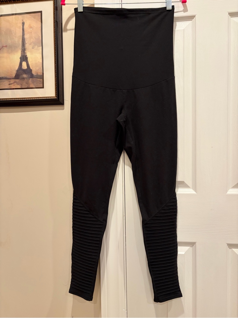 Threads 4 Thought Maternity Moto Style Black Ribbed Leggings